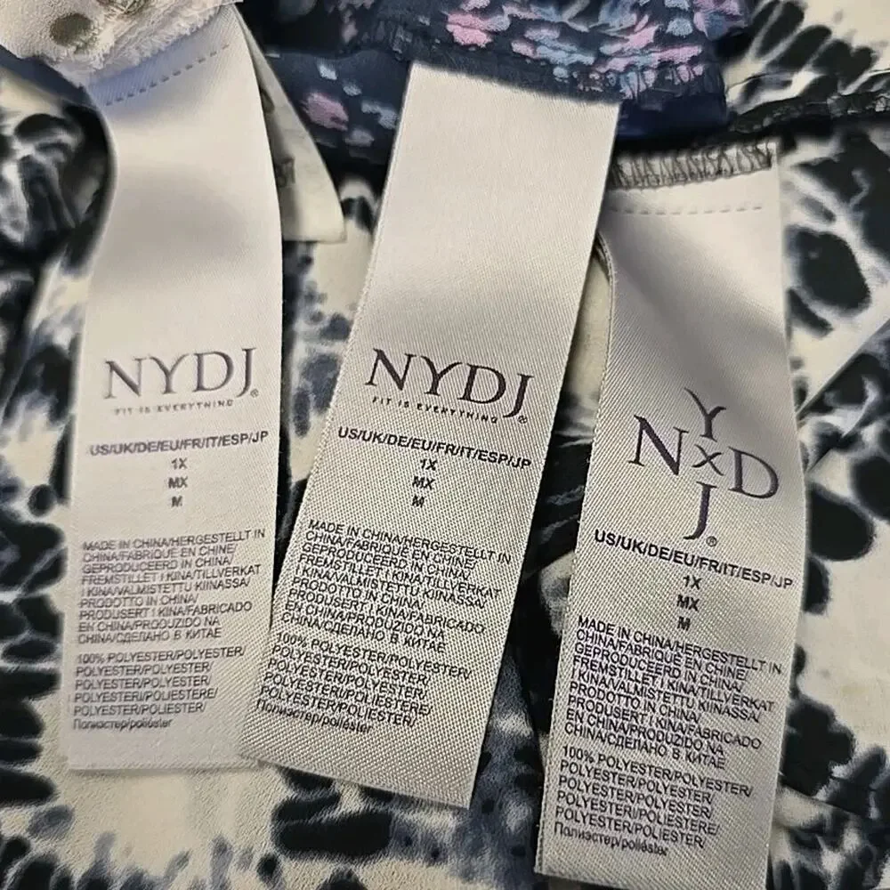 Lot 3 NYDJ Plus Size 1X Pintuck Peasant Blouse Tops Mixed Prints 3/4 Sleeve Boho - Picture 13 of 14